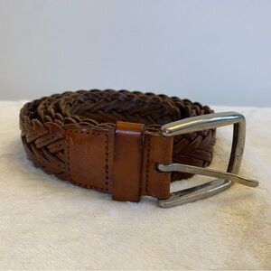 Faconnable Brown Braided Woven Leather Belt size 44/110